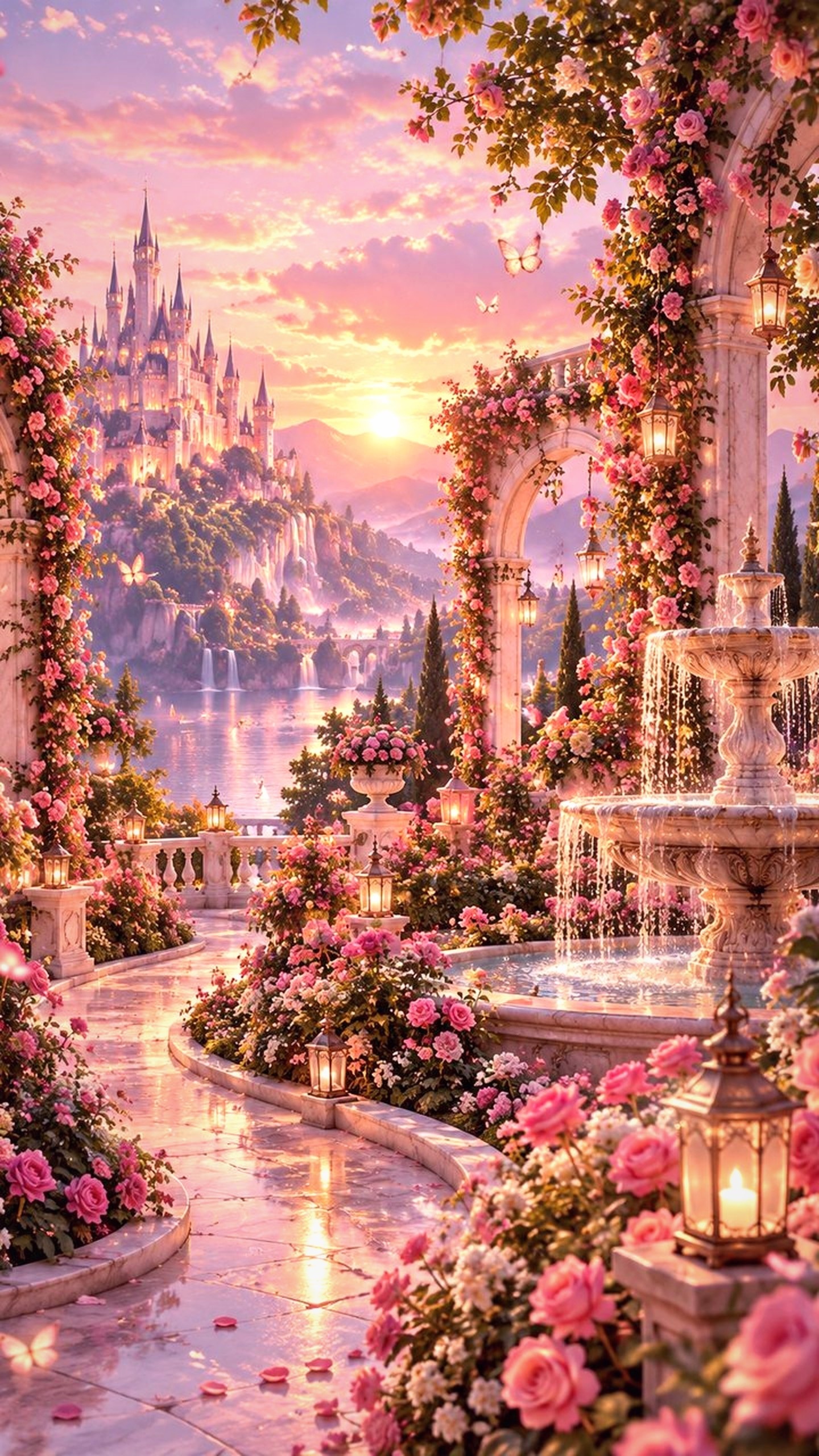 Grand romantic rose fountain garden