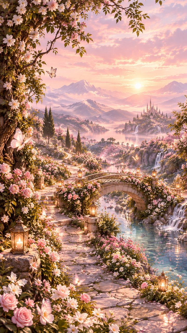 Pink romantic garden